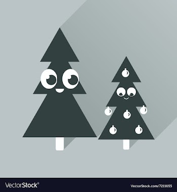 Flat icon with long shadow Christmas trees vector image