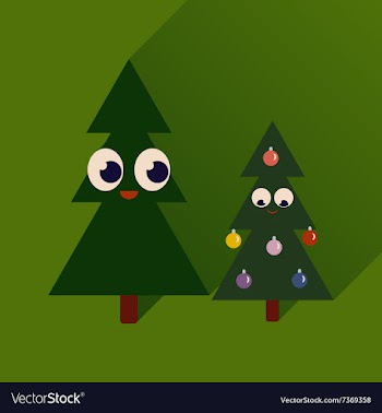 Flat icon with long shadow Christmas trees vector image