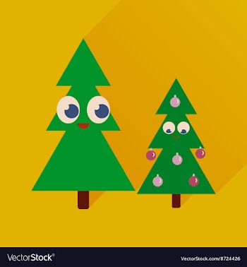 Flat icon with long shadow Christmas trees vector image