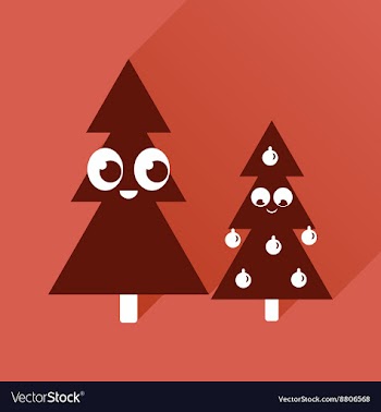 Flat icon with long shadow Christmas trees vector image