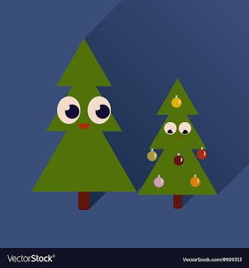 Flat icon with long shadow Christmas trees vector image