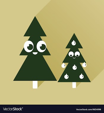 Flat icon with long shadow Christmas trees vector image