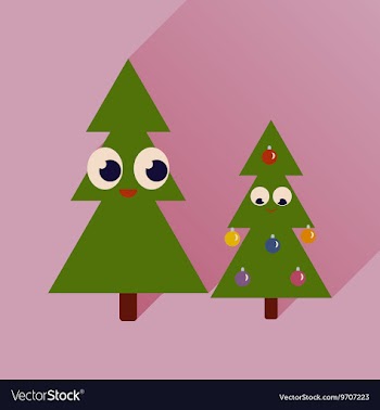 Flat icon with long shadow Christmas trees vector image