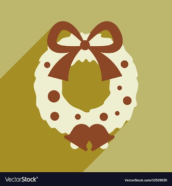 Flat icon with long shadow Christmas wreath vector image
