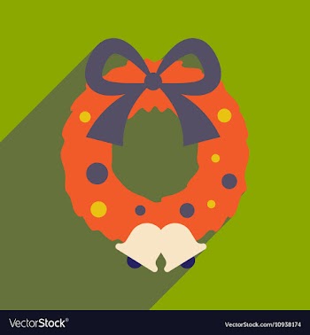 Flat icon with long shadow Christmas wreath vector image