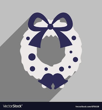 Flat icon with long shadow Christmas wreath vector image