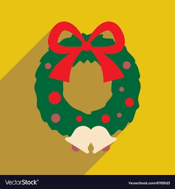 Flat icon with long shadow Christmas wreath vector image