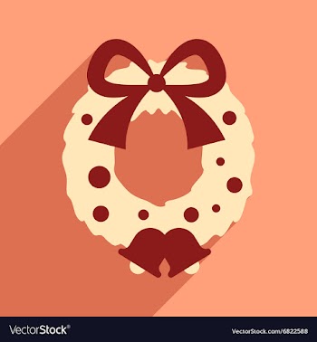 Flat icon with long shadow Christmas wreath vector image