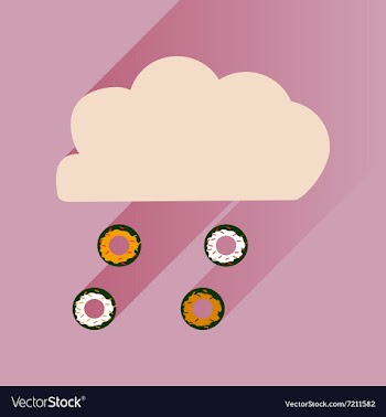 Flat icon with long shadow cloud and donuts vector image
