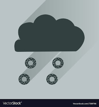 Flat icon with long shadow cloud and donuts vector image