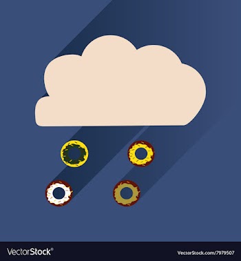 Flat icon with long shadow cloud and donuts vector image