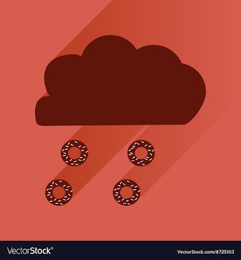 Flat icon with long shadow cloud and donuts vector image