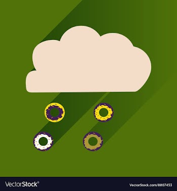 Flat icon with long shadow cloud and donuts vector image