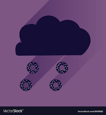 Flat icon with long shadow cloud and donuts vector image