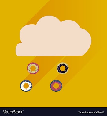 Flat icon with long shadow cloud and donuts vector image