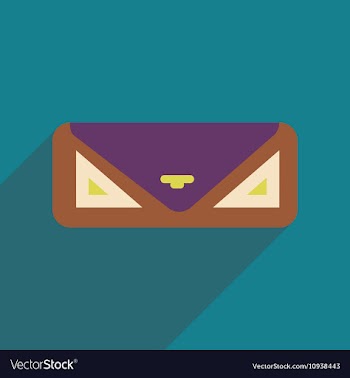 Flat icon with long shadow clutch bag vector image