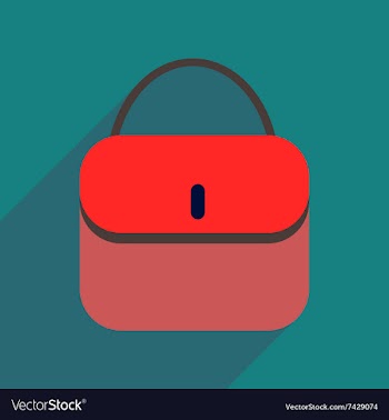 Flat icon with long shadow clutch bag vector image