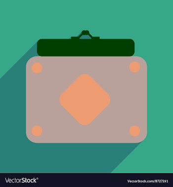 Flat icon with long shadow clutch bag vector image