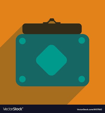 Flat icon with long shadow clutch bag vector image