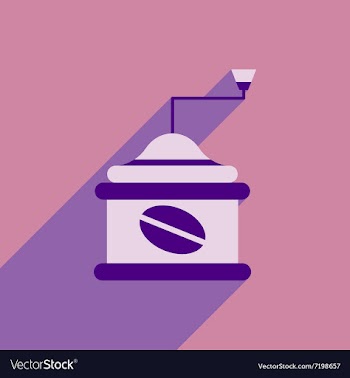 Flat icon with long shadow coffee mill vector image
