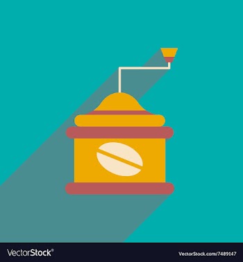 Flat icon with long shadow coffee mill vector image