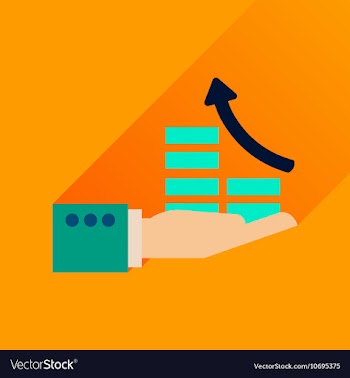 Flat icon with long shadow coin hand chart vector image