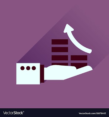Flat icon with long shadow coin hand chart vector image