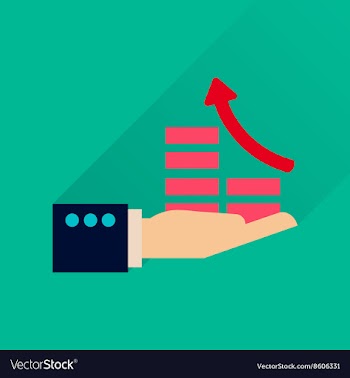 Flat icon with long shadow coin hand chart vector image