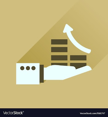 Flat icon with long shadow coin hand chart vector image