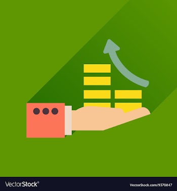 Flat icon with long shadow coin hand chart vector image