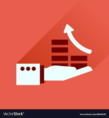 Flat icon with long shadow coin hand chart vector image