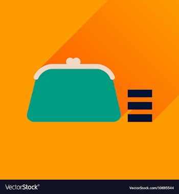 Flat icon with long shadow coin purse vector image