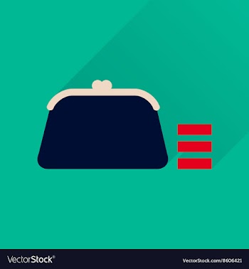 Flat icon with long shadow coin purse vector image