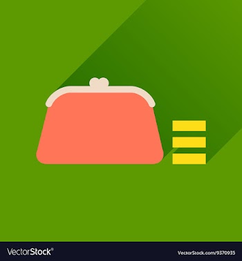 Flat icon with long shadow coin purse vector image