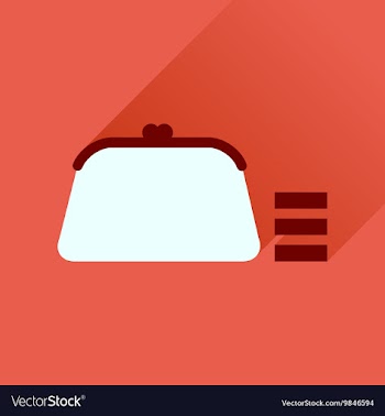 Flat icon with long shadow coin purse vector image