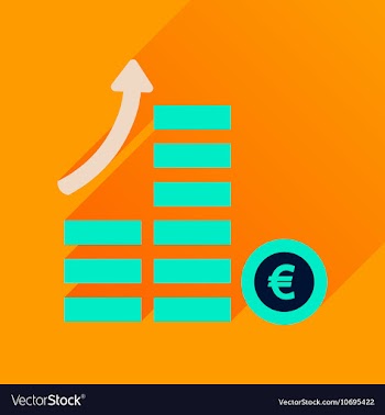 Flat icon with long shadow coins graph vector image