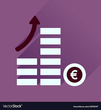 Flat icon with long shadow coins graph vector image