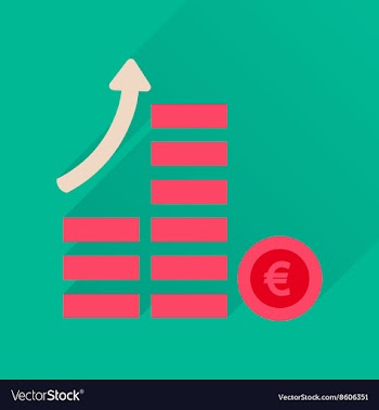 Flat icon with long shadow coins graph vector image