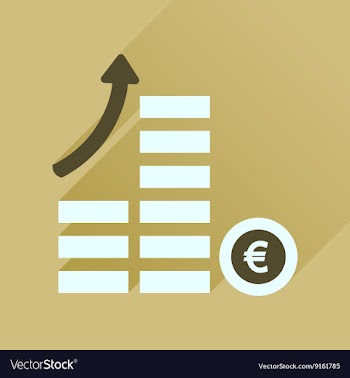 Flat icon with long shadow coins graph vector image