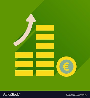 Flat icon with long shadow coins graph vector image