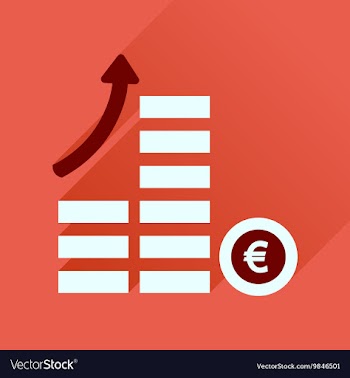 Flat icon with long shadow coins graph vector image