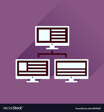 Flat icon with long shadow computer network vector image