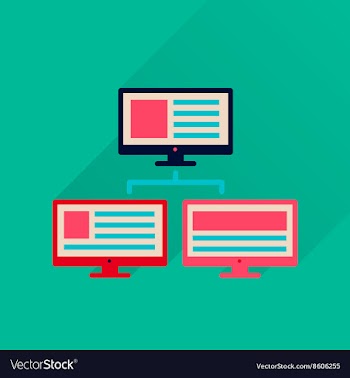 Flat icon with long shadow computer network vector image