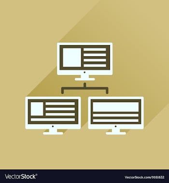 Flat icon with long shadow computer network vector image