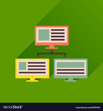 Flat icon with long shadow computer network vector image