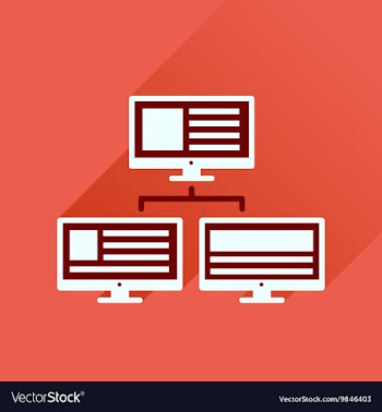 Flat icon with long shadow computer network vector image