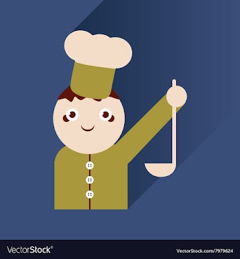 Flat icon with long shadow cook with ladle vector image