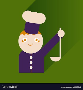 Flat icon with long shadow cook with ladle vector image