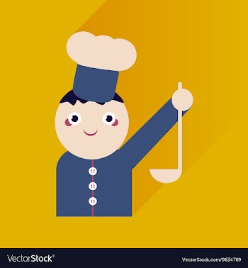 Flat icon with long shadow cook with ladle vector image