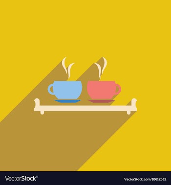 Flat icon with long shadow couple cups vector image